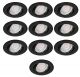 Lot de 10 Spots Aluminium Orientable Noir Mat avec GU10 LED de 5W eqv. 50W Blanc Chaud 3000K