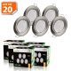 Lot de 20 spot led encastrable complète ronde fixe alu brossé blanc neutre eq. 50w