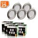 Lot de 25 spot led encastrable complète ronde fixe alu brossé eq. 50w blanc chaud