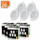 Lot de 20 Spot led complete ronde fixe eq. 50w blanc chaud