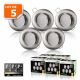 5 Spots led 3-step dimmable sans variateur 7w eq.56w blanc chaud orientable finition alu brossé