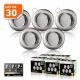 30 Spots led 3-step dimmable sans variateur 7w eq.56w blanc chaud orientable finition alu brossé