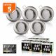 5 Spots led 3-step dimmable sans variateur 7w eq.56w blanc neutre orientable finition alu brossé