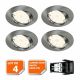 Lot de 4 spot led encastrable complet orientable alu brossé avec ampoule gu10 230v 5w, blanc neutre