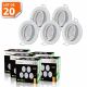 Lot de  20 Spot led orientable blanc avec ampoule gu10 230v  eq. 50w, blanc chaud 