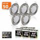 50 Spots led 3-step dimmable sans variateur 7w eq.56w blanc chaud finition alu brossé