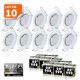 10 Spots led 3-step dimmable sans variateur 7w eq.56w blanc chaud finition blanc