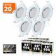 20 Spots led 3-step dimmable sans variateur 7w eq.56w blanc chaud finition blanc
