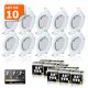 10 Spots led 3-step dimmable sans variateur 7w eq.56w blanc neutre finition blanc