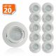 Lot de 20 Spot Led Encastrable Complete Blanc Orientable lumière Blanc Chaud eq. 50W ref.193